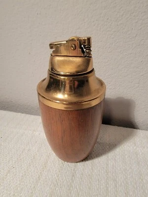 Encendedor de mesa vintage de madera y latón / diseño moderno de mediados de siglo 6 pulgadas  Foto 1 de 4
