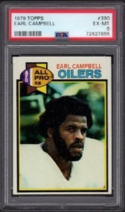 Earl Campbell Topps 1979 fútbol radiocontrol grado #390 PSA 6 excelente como nuevo (EX-MT) - Imagen 1 de 2