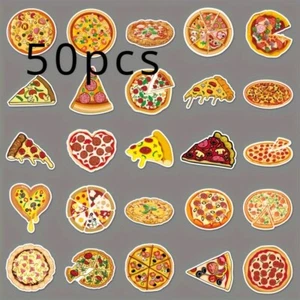 50PCS Pizza Cartoon Food Stickers Waterproof DIY for Bottle Scrapbook Laptop - Picture 1 of 10