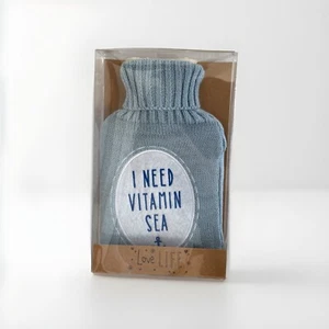 3 x Hot Water Bottle with Blue Knitted Cover | Funny Get Well Gift for Him. - Picture 1 of 2
