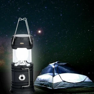 USB Solar Portable Rechargeable LED Camping Lantern Flashlight Lamp Power Bank - Picture 1 of 9