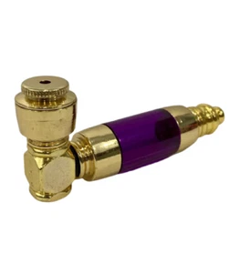 Metal Smoking Pipe 3.5" - GOLD-plated /PURPLE Acrylic Chamber, Assembled in USA - Picture 1 of 1