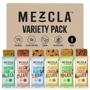 Mezcla Vegan Chocolate High Protein Bars Gluten Free Plant Based Non GMO 8 Bars - Picture 1 of 7