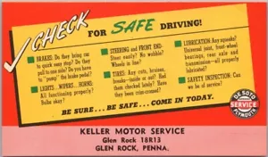 50er Jahre GLEN ROCK, PA Werbe Postkarte KELLER MOTOR SERVICE De Soto Autohaus - Bild 1 von 2