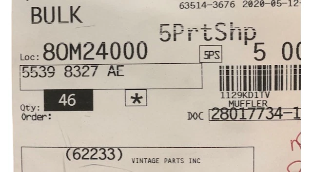 ADEQUADO PARA 2009 DODGE RAM 1500 SILENCIADOR DE ESCAPE 55398327AE - NOVO FABRICANTE DE EQUIPAMENTO ORIGINAL - Imagem 1 de 4