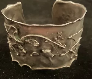 Atemberaubendes Mid Century Sterlingsilber großes Manschettenarmband gestempelt SARA8. 39g. - Bild 1 von 4