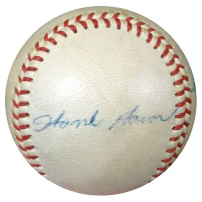 Béisbol firmado por Hank Aaron y Johnny Logan años 50 vintage Sig PSA/DNA Foto 1 de 4