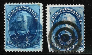 Billete Taylor de 5 centavos Sc #179/185 azul y objetivo cancela elegante 1875-79 EE. UU. 49B71 - Imagen 1 de 3