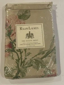 Ralph Lauren Vtg THERESE Pink Floral 2 STANDARD Pillowcases New in Package - Picture 1 of 3