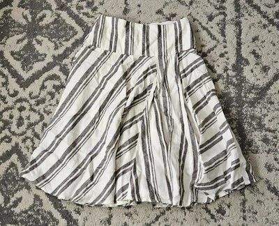 Falda midi vintage Gap 100 % lino debajo de la rodilla para mujer talla 4 marrón crema a rayas Foto 1 de 4