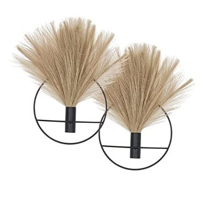  Boho Wall Decor, Wall-Mounted Metal S 7.8inch (Black Ring) 01-pampas-coffee - Image 1 of 4