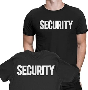 T-shirt sicurezza in bianco e nero stampa anteriore posteriore maglietta uomo staff evento - Foto 1 di 3