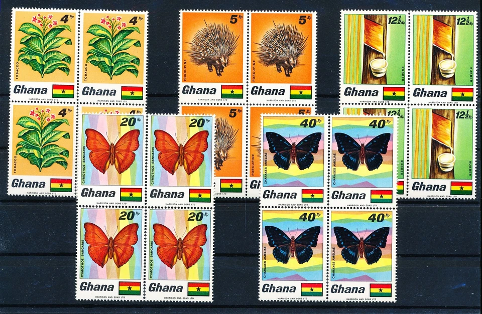 LS64242 Ghana insects flora butterflies blocks of 4 MNH - Image 1 of 1