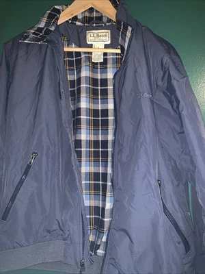 L.L. Chaqueta Bean Mountain Clásica A Prueba de Viento Forrada a Cuadros Cremallera Completa Negra Mediana M Foto 1 de 4