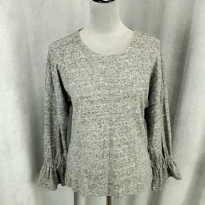 New Lucky Brand Top Gray Flared Bell Flutter Sleeve Size Small Heathered NWT - Image 1 of 4
