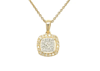 DEAL! 0.33 ct Genuine Round Cut Cluster Diamond Halo Cushion Pendant 10K Gold - Image 1 of 4