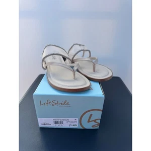 LifeStride Radiant Glow Taupe Embellished Thong Sandals Size 9.5W Women's Shoes - Picture 1 of 4