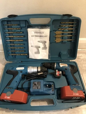 BOSCHMANN  18V Twin Drill Set 2 Batteries Charger Accessories Charger Case NEW - Image 1 of 4