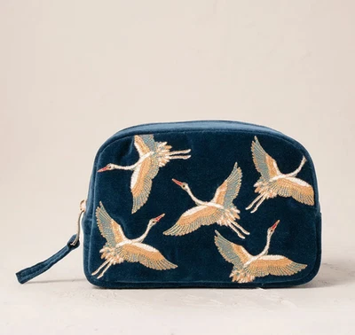 Bolso de Maquillaje de Terciopelo Elizabeth Scarlett con Bolsa para el Polvo - Grúas / Tinta Azul Nuevo con Etiquetas Foto 1 de 3