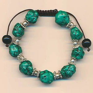 Türkis Armband Aufziehbar Silbern Rohstein Edelstein Heilstein Damen Geschenk - Bild 1 von 1