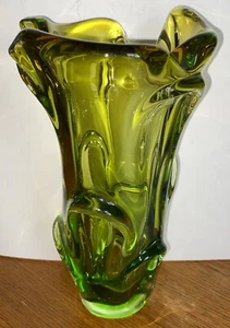 Vintage Czech Green Art Glass Vase by Josef Hospodka 1960’s MCM 11” - Picture 1 of 7