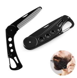 Folding Steel Hair Beard Moustache Styling Pocket Travel Anti Static Comb Men UK - Picture 1 of 4