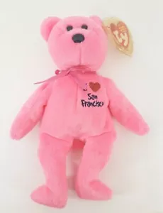 TY Beanie Baby I Love San Francisco 6-15-2004 Pink Bear Plush Toy - Picture 1 of 3