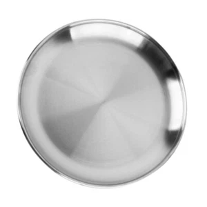 Stainless Steel Round Dish Simple Dinner Dishes Camping Plates - Picture 1 of 12