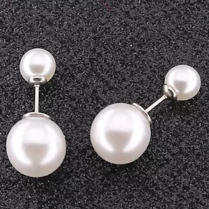 Ohrstecker Doppel Perlen Edelstahl Damen Ohrringe - Bild 1 von 4