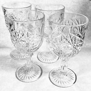 Juego de 4 copas de agua Libbey Hobstar con tallo de vidrio prensado transparente 12 oz. - Imagen 1 de 8