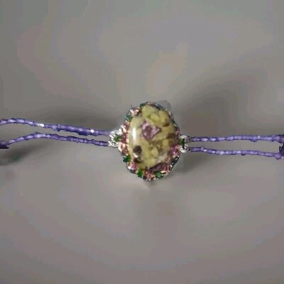 Brazalete Tazmanian Stitchtita, Amatista, Cromo Diopsido Palanca en Plata de Ley Foto 1 de 4