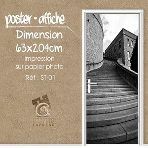 AFFICHE POSTER PORTE DECO TROMPE L'OEIL - ESCALIER ST-02 - 4 DIMENSIONS - Foto 1 di 5