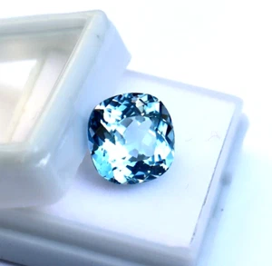 7.15 Ct Natural Santa Maria Blue Aquamarine Cushion Cut Certified Loose Gemstone - Picture 1 of 10