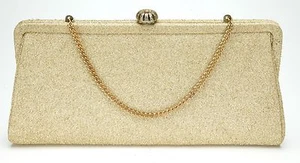 Vintage Damen Abend Handtasche aus Gold Stoff. Ex. Interessant. - Bild 1 von 3