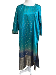 Blue Purple Sari Saree Indian Ethnic Party Bollywood Dress Poshak-e-kas L (READ) - Picture 1 of 11