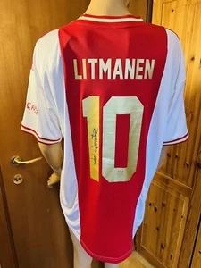 Ajax Amsterdam Adidas Shirt Trikot Handsigniert von Jari Litmanen XL Neu mit Etikett - Bild 1 von 19
