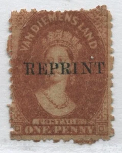 Tasmania QV 1d carmine overprinted REPRINT mint no gum - Picture 1 of 1