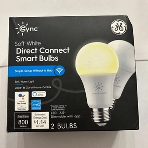 GE Cync Tunable White Direct Connect Smart LED Bulbs 2-Pack, A19 Base - Picture 1 of 6