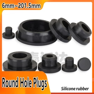 Black Silicone Rubber Round Hole Plugs 6mm 7mm~201.5mm Tube Pipe Insert Bung - Picture 1 of 92