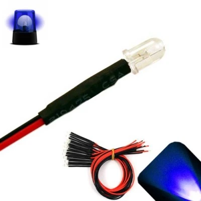 100 x LED Pre wired 12v 5mm Blue Flashing Blinking Strobe LEDs 12 volt RC 6v 9v - Image 1 of 2