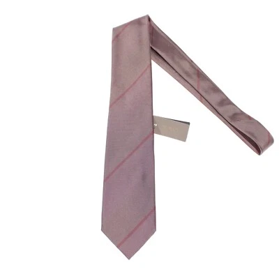 Corbata Tom Ford Nueva con Etiquetas Rosa Claro/Negro/Rosa Rosa Rayas 100% Seda Hecha en Italia Foto 1 de 4