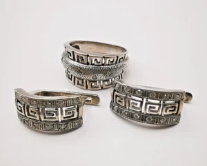 Vintage Unusual Set Earrings Ring Sterling Silver 925 , Women's Jewelry Zirconia - Bild 1 von 7
