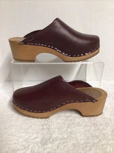 Vintage Olof Daughters of Sweden Burgund Leder Clogs Damen Gr. 37 NEU - Bild 1 von 11