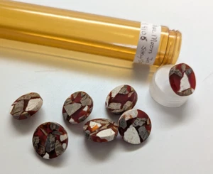 7 Matched Blue Moon Buttons Fused Shell & Stone Rust/ Bone/ White 4/5" SM - Foto 1 di 2