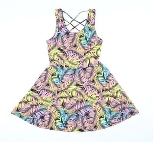 Clockhouse Donna Multicolore Geometrico Cotone A-Line Taglia L Scollo a Scoop - Foto 1 di 10
