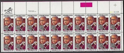 2110 MNH Plate Block of 20, 22-cent stamps honoring American Composer Jerome Ker - Image 1 of 2