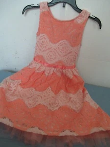 P34 Girls Size 7 All over Multi coral Lace  with Ribbon Trim On Waist Speechless - Picture 1 of 10