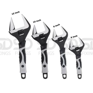 6''/8''/10''/12'' Adjustable Spanner Extra Wide Jaw Opening Comfortable Grip Pro - Picture 1 of 13