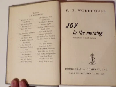 Joy In the Morning P G Wodehouse 1946  281 Pages Illustrations Missing DJ - Image 1 of 4