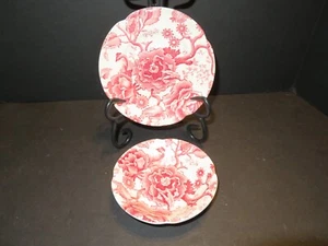 JOHNSON BROTHERS English Chippendale Red Pink Fruit/Dessert Bowl & Bread Plate - Picture 1 of 8